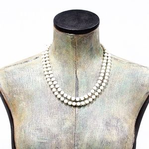 VTG 60's Milk Glass Sterling Silver Necklace